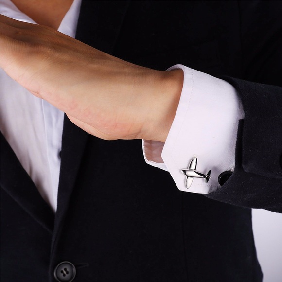 Silver Low Wing Airplane Aviation Cufflinks - Picture 2 of 9